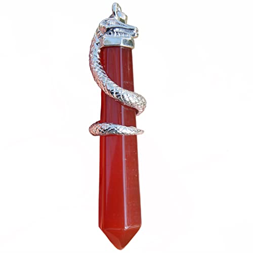 Carnelian Crystal Halskette Karneol für Damen – Echter Naturstein Chakra (Schlange) von RICHRAIN