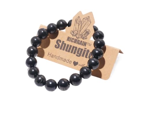 RICHRAIN Schungit Armband Schutz für Männer und Frauen Natürlicher Edelstein Kristall, Stein, (10mm 8") von RICHRAIN