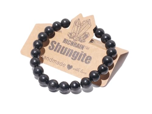 RICHRAIN Schungit Armband Schutz für Männer und Frauen Natürlicher Edelstein Kristall, Stein, (8mm 7.5") von RICHRAIN