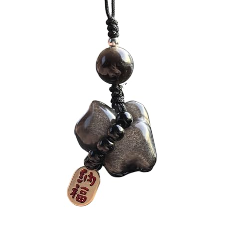 RICHRAIN Schwarze Obsidian-Katzenfigur für Damen, Taschenanhänger, Kristallanhänger, Katzenschmuck, schwarze katze, Small RICHRAIN Schwarze Obsidian-Katzenfigur für Damen, Taschenanhänger, Kristallanhänger, Katzenschmuck, schwarze katze, Small von RICHRAIN