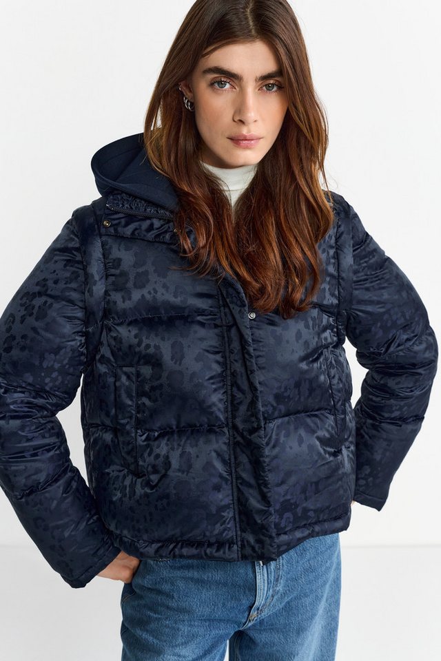 RICHROYAL Steppjacke Winterjacke mit dezentem Leo-Print, abnehmbare Ärmel von RICHROYAL