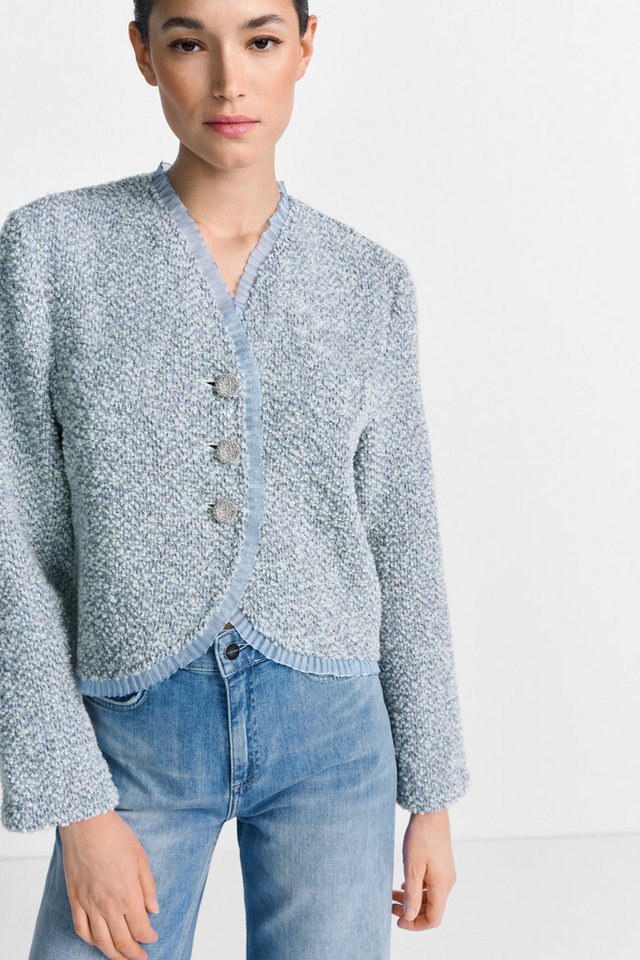 RICHROYAL Strickjacke abgesetzte Kanten mit feiner Rüschendetailierung, lockere Passform von RICHROYAL