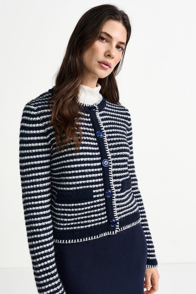 RICHROYAL Strickjacke gestreift, Rundhals, maritimer Look von RICHROYAL