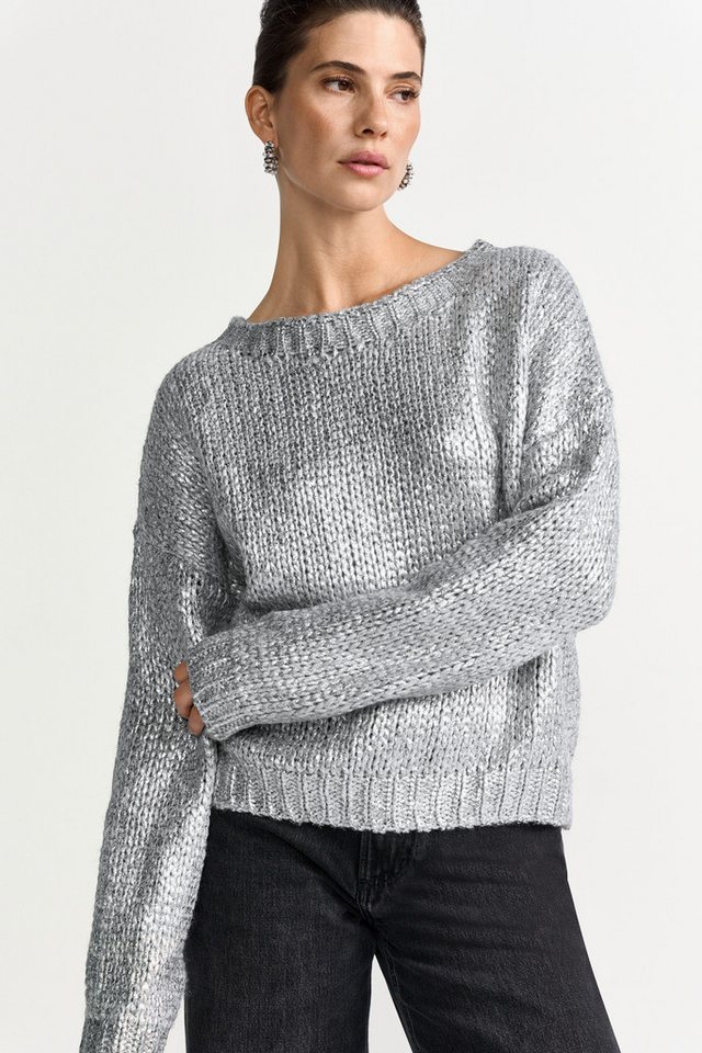 RICHROYAL Strickpullover in Metallic-Optic, kastiger Schnitt, Grobstrick von RICHROYAL