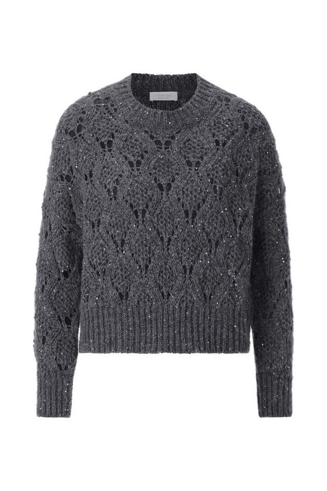 RICHROYAL Wollpullover Ajour Sequince Pullover shadow grey von RICHROYAL