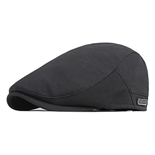 RICHTOER Retro Berets England Newsboy Cap Flat Caps Hunting Hat Autumn Outdoors (Style4 Black) von RICHTOER