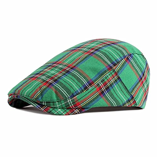 RICHTOER Newsboy Cap Beret Men Women Flat Caps Summer Plaid Hat Outdoors (Style1 Green) von RICHTOER