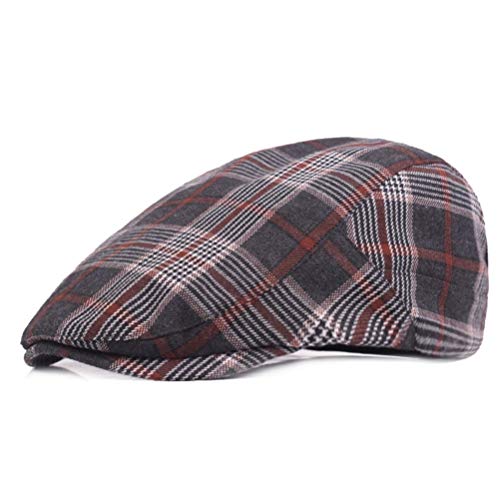 RICHTOER Newsboy Hats Golf Men Peaked Cap Summer Cotton Plaid Flat Driving (Orange) von RICHTOER