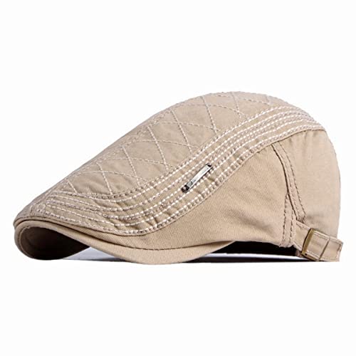 RICHTOER Retro Berets England Cotton Newsboy Cap Flat Caps Hunting Hat Autumn Outdoors (Beige) von RICHTOER