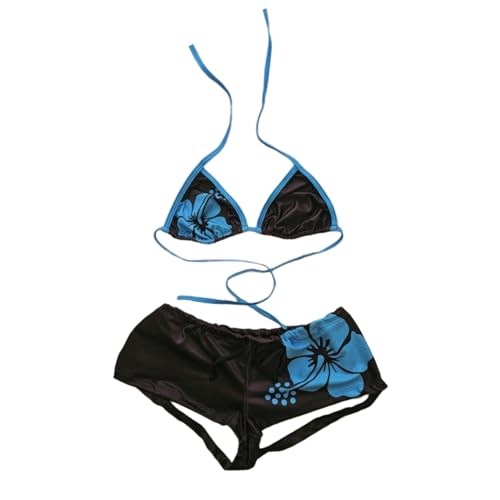 2-teiliges Y2k Neckholder-Bikini-Set für Damen, sexy Badeanzug, Strand-Set, niedliches Sommer-Outfit, 2025, Urlaub 2000er, schwarz blau, S 2-teiliges Y2k Neckholder-Bikini-Set für Damen, sexy Badeanzug, Strand-Set, niedliches Sommer-Outfit, 2025, Urlaub 2000er, schwarz blau, S von RICHTRUE