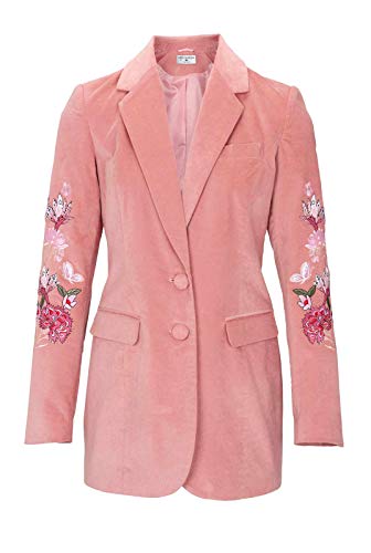 RICK CARDONA Angesagter Damen Blazer Jacke Designer-Samtblazer m. Stickerei, rosa Größe: 38 von RICK CARDONA