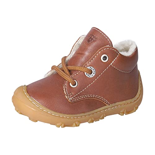 RICOSTA Baby Jungen Lauflernschuhe Colin,Kinder Boots,WMS:Weit,Barfuß-Schuh,schnürschuhe,schnürer,Lammwolle,Cognac (270),23 EU von RICOSTA