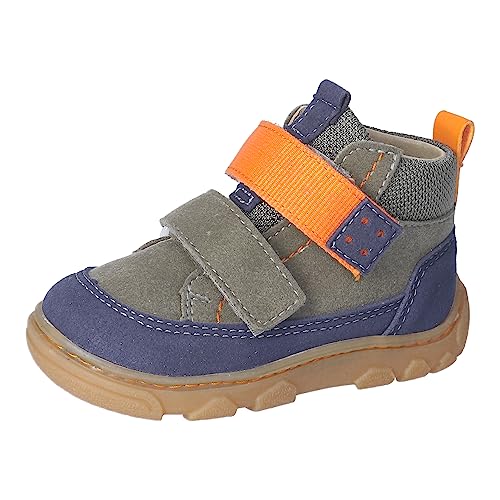 RICOSTA Baby Jungen Stiefel JOKI,Kinder Lauflernschuhe,WMS:Mittel,Barfuß-Schuh,Klettstiefel,Booties,Leder,Oliv/Nautic (570),22 EU von RICOSTA