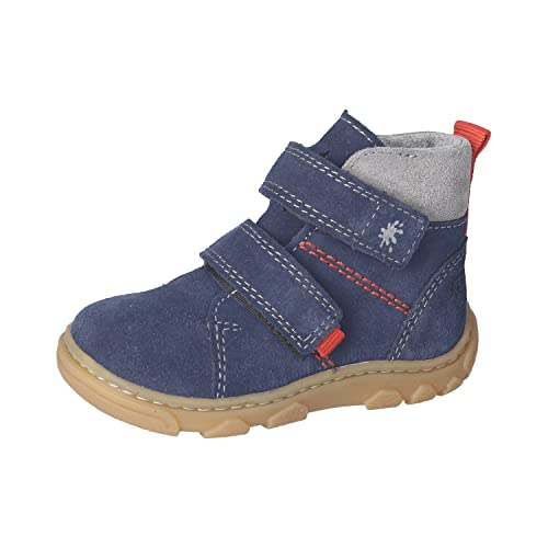 RICOSTA Baby Jungen Stiefel Sky,Kinder Lauflernschuhe,WMS:Mittel,Barfuß-Schuh,Klettstiefel,Booties,Leder,Nautic/grau (170),21 EU von RICOSTA