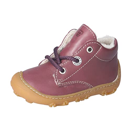 RICOSTA Baby Mädchen Lauflernschuhe Colin,Kinder Boots,WMS:Weit,Barfuß-Schuh,schnürschuhe,schnürer,Lammwolle,Pflaume (380),24 EU von RICOSTA