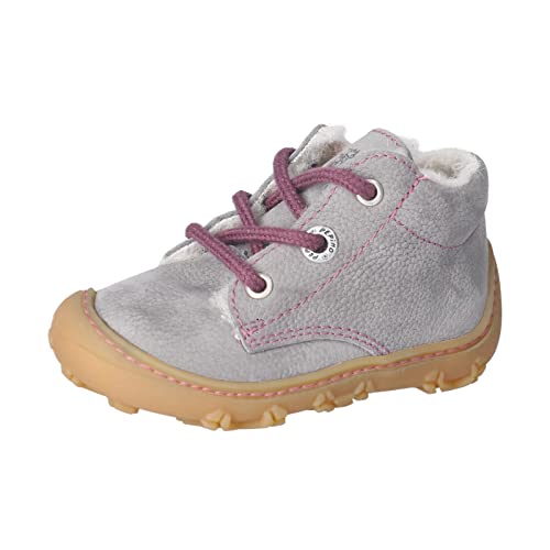 RICOSTA Baby Mädchen Lauflernschuhe Colin,Kinder Boots,WMS:Weit,terracare,Barfuß-Schuh,schnürschuhe,schnürer,Lammwolle,Graphit/pink (460),21 EU von RICOSTA