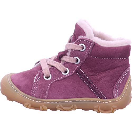 RICOSTA Baby Mädchen Lauflernschuhe ELIA,Kinder Boots,WMS:Weit,terracare,Barfuß-Schuh,schnürschuhe,schnürer,lammfell,Pflaume (380),23 EU von RICOSTA