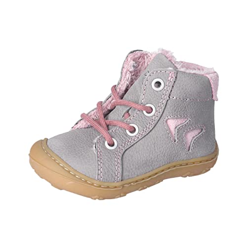 RICOSTA Baby Mädchen Lauflernschuhe GEORG,Kinderboots,WMS:Mittel/Weit,warm gefüttert,schnürstiefel,booties,leder,Grau (graphit/blush) (450),21 EU von RICOSTA