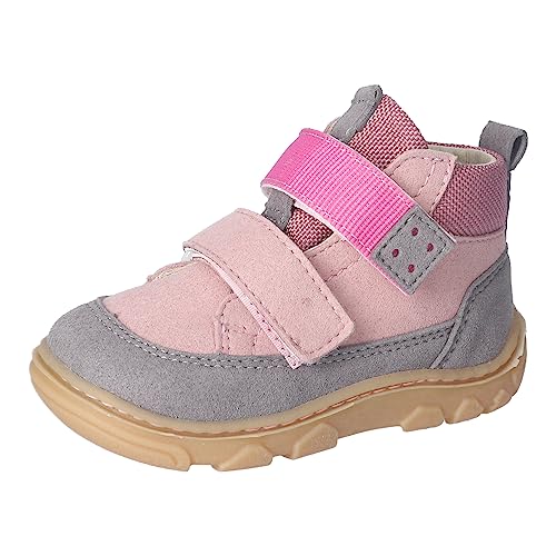 RICOSTA Baby Mädchen Stiefel JOKI,Kinder Lauflernschuhe,WMS:Mittel,Barfuß-Schuh,klettstiefel,booties,leder,sucre/graphit (320),20 EU von RICOSTA