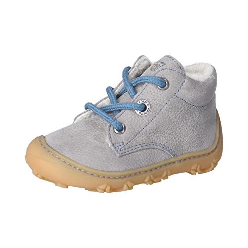 RICOSTA Jungen Lauflernschuhe Colin,Kinder Boots,WMS:Weit,terracare,Barfuß-Schuh,schnürschuhe,schnürer,Lammwolle,Graphit/blau (450),25 EU von RICOSTA