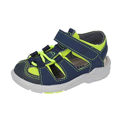 RICOSTA Jungen Riemchensandalen Gery von Pepino, Weite: Mittel (WMS),waschbar, Freizeit Sandalette sommerschuh bequem,Jeans/Neongelb,22 EU / 5.5 Child UK von RICOSTA