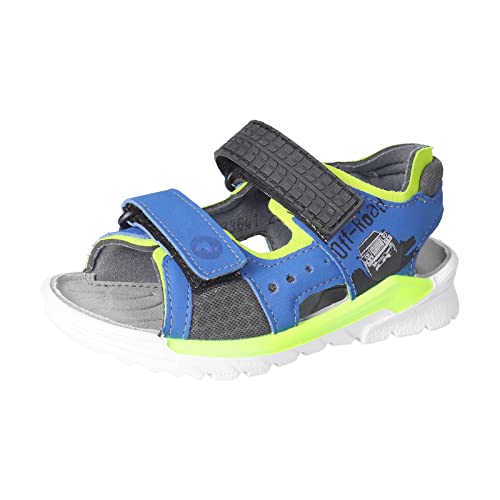 RICOSTA Jungen Sandalen Road,Kinderschuhe,WMS:Mittel,waschbar,Halbschuhe,Klettverschluss,Kinderschuhe,Azur/Neongelb (150),35 EU von RICOSTA