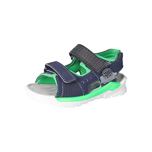 RICOSTA Jungen Sandalen Road,Kinderschuhe,WMS:Mittel,waschbar,Halbschuhe,Klettverschluss,Kinderschuhe,Nautic/neongrün (170),30 EU von RICOSTA