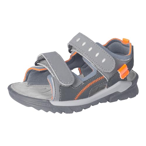 RICOSTA Jungen Sandalen TAJO, Kinder Sommerschuhe, Weite: Mittel, waschbar, freizeitschuhe, offene schuhe, strandschuhe, graphit/grau/orange (480), 35 EU von RICOSTA