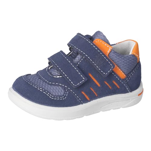 RICOSTA Jungen Stiefel NURO, Kinder Lauflernschuhe, Weite: Mittel, lose Einlage, Klettstiefel, Booties, Leder, Nautic/Reef/orange (170), 27 EU von RICOSTA