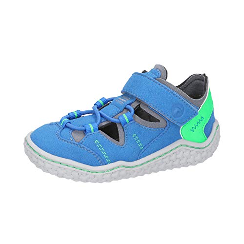 RICOSTA Kinder Halbschuhe Jeff, Weite: Mittel (WMS),Barfuß-Schuh,Lauflernschuhe,Klettverschluss,flexibel,Kinderschuhe,mit,Azur/grau (153),33 EU / 1 UK von RICOSTA