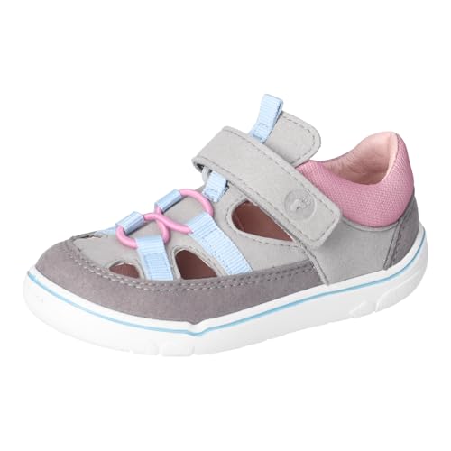 RICOSTA Mädchen Kletthalbschuhe IVO, Kinder Halbschuhe, Weite: MITTEL, waschbar,Barfuß-Schuh, Sneaker, hellgrau/Graphit/Mallow (450), 27 EU von RICOSTA