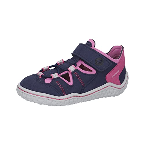 RICOSTA Mädchen Kletthalbschuhe Jeff,Kinder Halbschuhe,WMS:Mittel,Barfuß-Schuh,Lauflernschuhe mit Klettverschluss,Ozean/rosada (170),32 EU von RICOSTA