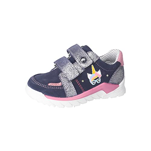 RICOSTA Mädchen Low-Top Sneaker BOBI,Kinder Halbschuhe,WMS:Mittel,lose Einlage,Blinklicht,Klettverschluss,straßenschuhe,Nautic/rosa (180),33 EU von RICOSTA