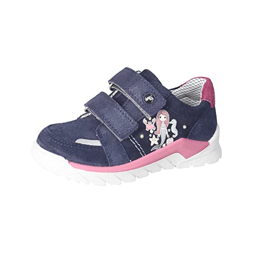 RICOSTA Mädchen Low-Top Sneaker BOBI,Kinder Halbschuhe,WMS:Mittel,lose Einlage,Blinklicht,Sportschuhe,Turnschuhe,Nautic/Fuchsia (180),35 EU von RICOSTA