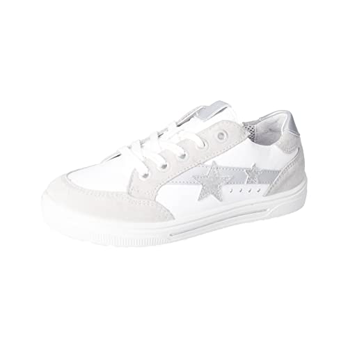 RICOSTA Mädchen Low-Top Sneaker ILARA,Kinder Halbschuhe,WMS:Mittel,lose Einlage,Sportschuhe,Freizeitschuhe,Stein/Weiss/Silber (810),38 EU von RICOSTA