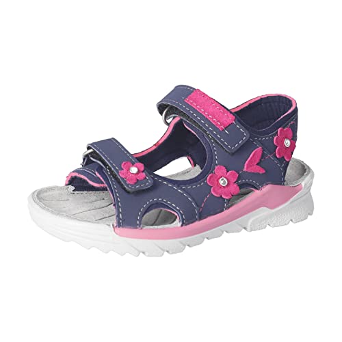 RICOSTA Mädchen Sandalen Carmen,Kinder Sommerschuhe,WMS:Mittel,waschbar,Freizeitschuhe,offene Schuhe,Strandschuhe,Nautic/Ozean/pop (180),32 EU von RICOSTA