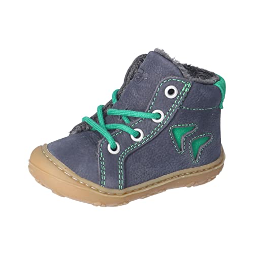 RICOSTA Mädchen und Jungen Lauflernschuhe Georg,Boots,WMS:Mittel/Weit,warm gefüttert,schnürstiefel,Booties,Leder,Blau (See/Gras) (170),25 EU von RICOSTA