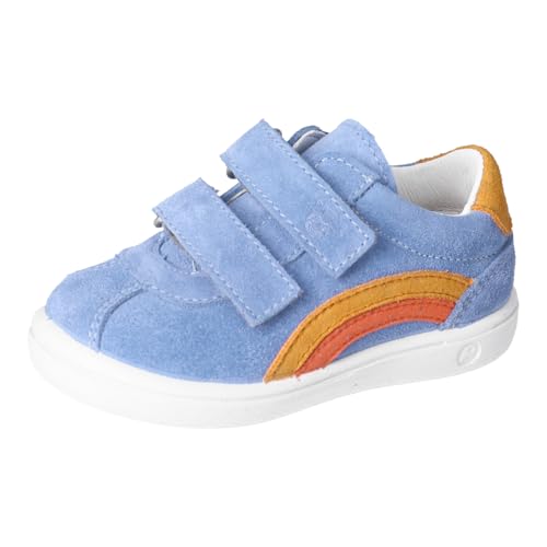 RICOSTA Mädchen und Jungen Low-Top Sneaker LENNO, Kinder Lauflernschuhe, Weite: MITTEL, lose Einlage, Klettstiefel, Booties, Cloud/fanta (130), 28 EU von RICOSTA