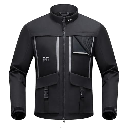 RIDEIRON Motorradjacke Herren Atmungsaktiv – 4 Jahreszeiten Textiljacke mit CE2-Protektoren, Abnehmbare Thermofutter, Reflektoren, Viel Stauraum, Touring & Adventure von RIDEIRON