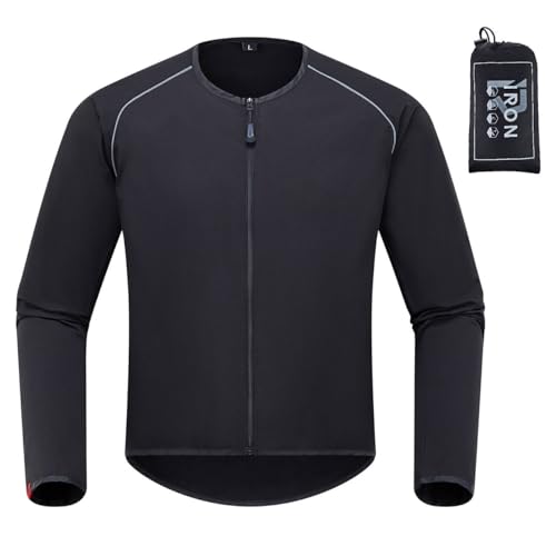 RIDEIRON Motorradjacke Herren Winddichte Leichte Gefütterte für alle Jahreszeiten Wasserdicht UPF40+ Sonnenschutz Kompakt Tragbar Geeignet zum Motorradf Klettern Schwarz M von RIDEIRON