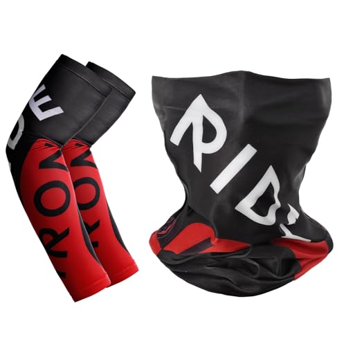 RIDEIRON Multifunktionstuch Mundschutz Bandana Herren Damen & Kühlarmlinge Set,UPF 50+ Atmungsaktiv Schnelltrocknend verschiedene Designs für Motorrad, Fahrrad,Fishing,Wandern,Ski(größe L) von RIDEIRON