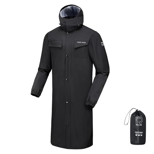 RIDEIRON Motorrad Regenbekleidung Herren – Wasserdichter Regenkombi 15000mm für Motorradfahrer mit Reflektoren, Doppelverschluss & Abnehmbarer Kapuze, Leicht Tragbar-L von RIDEIRON