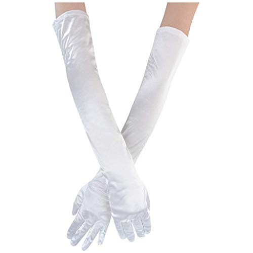 Handschuhe Fäustlinge Cabrio Hochzeit Abend Performance Frauen Cosplay Langes Kleid Sexy Erwachsene Handschuhe Handschuhe Skihandschuhe Fäustlinge Herren, weiß, One size von RIDENG