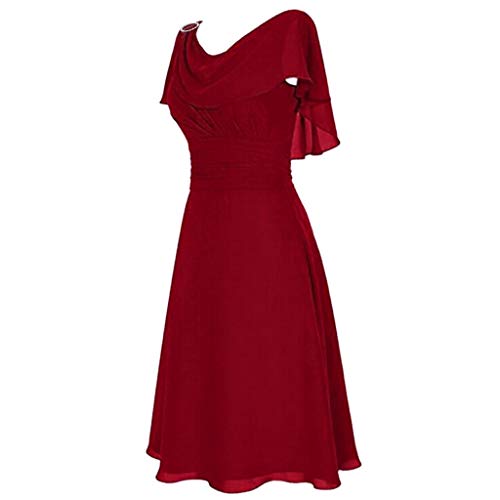 RIDENG Damen Sommerkleider Strand Damen Formal Hochzeit Brautjungfer Hohe Taille Party Ball Abschlussball Kleid Cocktailkleid Polyester Cool Casual Frauen Frauen Weihnachten Minikleid, rot, 46 von RIDENG