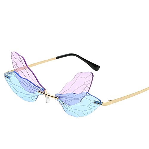 Sonnenbrille für Erwachsene, transparenter Rahmen, personalisierbar, Retro, Steampunk, rahmenlos, Farbverlauf, transparente Sonnenbrille, Retro, UV400, Herren und Damen, e, Einheitsgröße von RIDENG