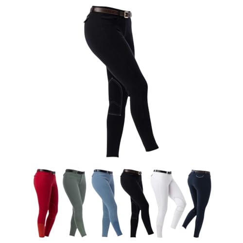 RIDING WORLD - Reithose für Mädchen & Jungen Alexandrie | Reiterhose mit Kniebesatz aus Stoff | mit Eingrifftaschen vorn | Reitleggings in Schwarz | Kinder Reitbekleidung in Größe 152 von RIDING WORLD