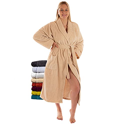 RIEMTEX Bademantel Damen und Herren flauschiger Morgenmantel Baumwolle Bamboo & Microfaser Made in Austria (Beige, 3XL) von RIEMTEX