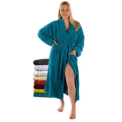 RIEMTEX Bademantel Damen und Herren flauschiger Morgenmantel Baumwolle Bamboo & Microfaser Made in Austria (Petrol, 3XL) von RIEMTEX