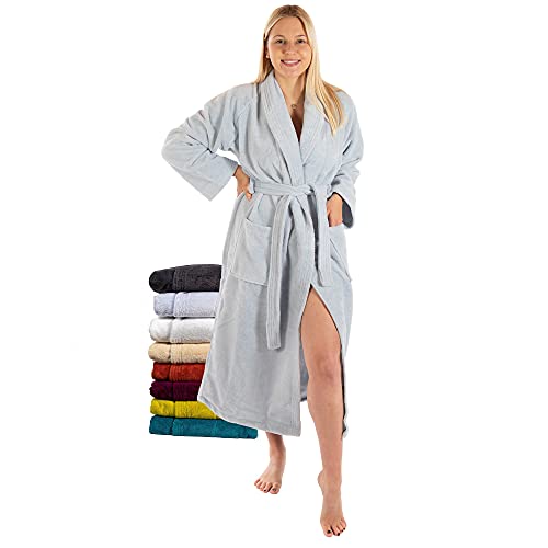 RIEMTEX Bademantel Damen und Herren flauschiger Morgenmantel Baumwolle Bamboo & Microfaser Made in Austria (Silber, 3XL) von RIEMTEX