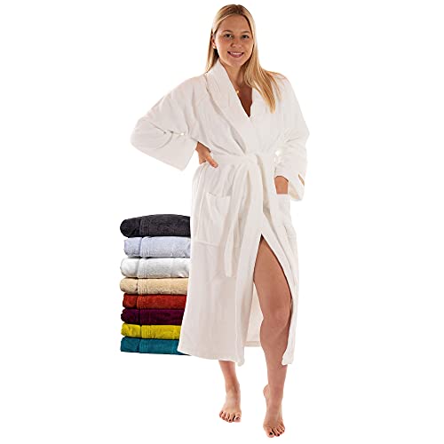 RIEMTEX Bademantel Damen und Herren flauschiger Morgenmantel Baumwolle Bamboo & Microfaser Made in Austria (Weiss, 3XL) von RIEMTEX